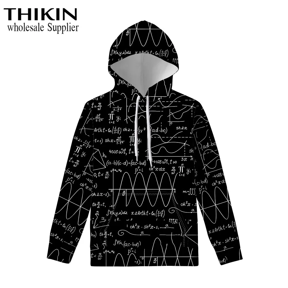 THIKIN Math Formula, модная женская одежда, топы с капюшоном, большие размеры, мужские пуловеры, куртка, женские толстовки, зимняя уличная одежда