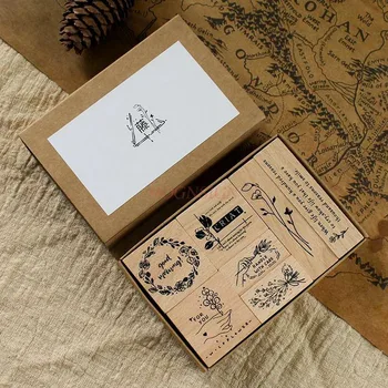 

7pcs Wood seal fresh flower garland diary print