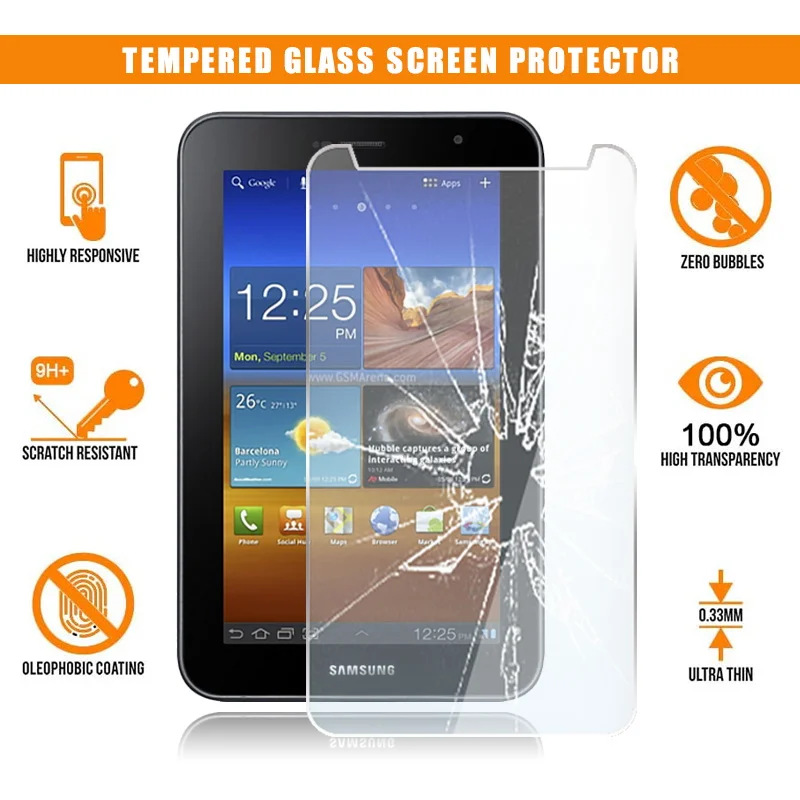 

For Samsung Galaxy Tab 7.0 Plus P6200 P6210 Tablet Tempered Glass Screen Protector Scratch Resistant HD Clear Film Cover