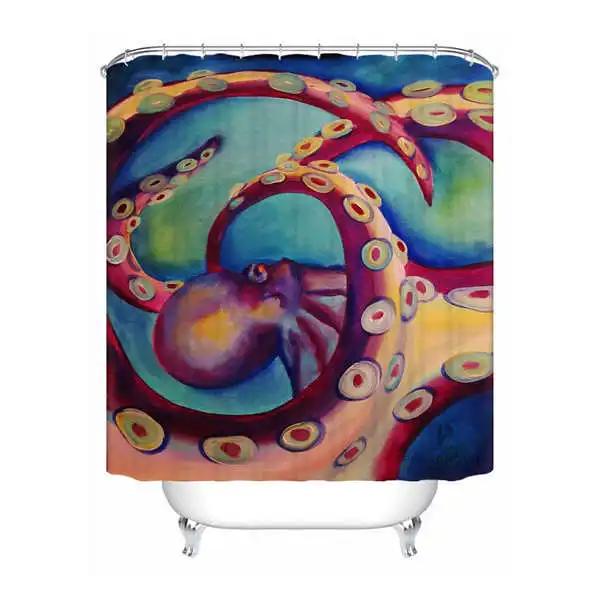 Shower Curtain Пользовательские водонепроницаемые занавески для душа Осьминог печатных ванной Декор различных размеров#180320-02-222 - Цвет: Shower Curtain
