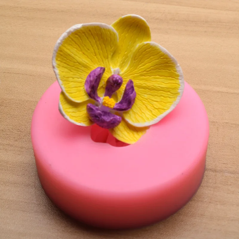 1Pcs 5cm 3D 꽃 비누 금형 나비 난초 퐁당 케이크 실리콘 금형 초콜릿 케이..