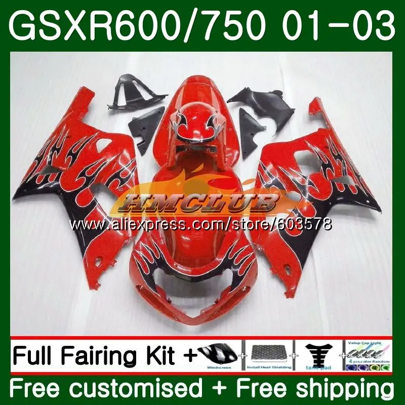 Корпус для SUZUKI GSX-R600 GSXR-600 K1 GSXR600 01 02 03 4CL. 126 GSXR 600 750 GSXR-750 GSXR750 2001 2002 2003 распродажа пламя обтекатель