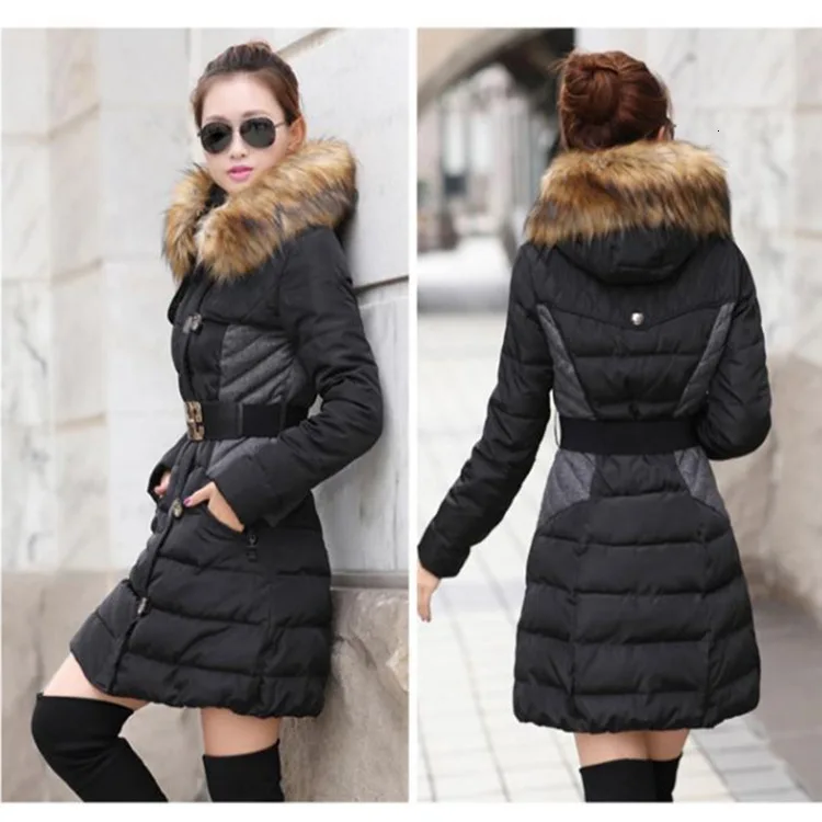 Женская хлопковая куртка, модная одежда с меховым капюшоном на молнии, длинное Стильное женское теплое пальто, зимние парки, пальто