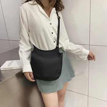 

Women Fashion Wide Solid Color Shoulder Handbags Female Simple PU Leather Women Large Capacity Pure Color Flap Crossbody Bags