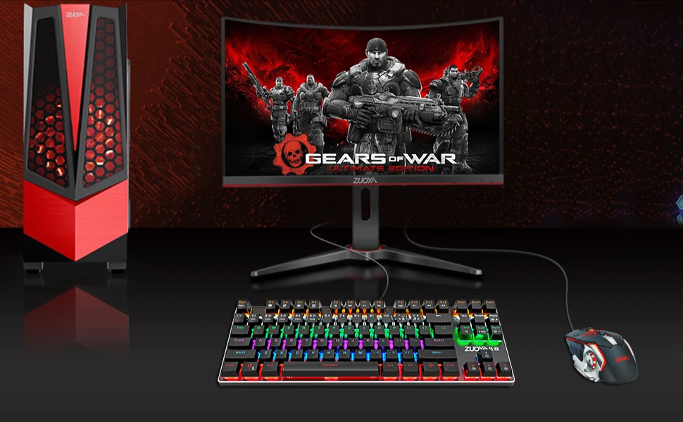 Игровая механическая клавиатура 87 клавиш микс/RGB подсветка игровая Проводная клавиатура синий красный переключатель USB для компьютера ноутбука английский/русский