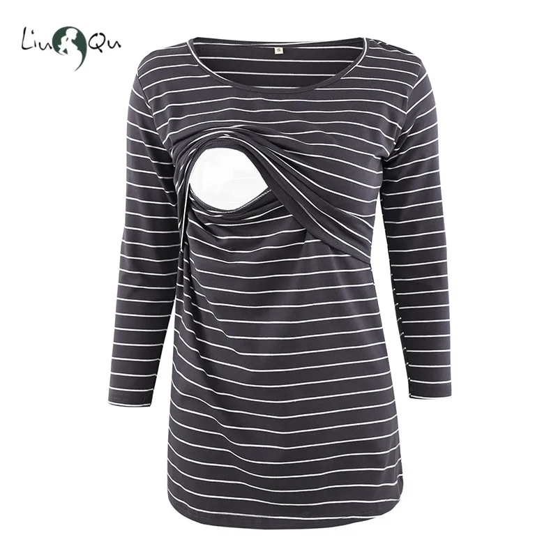 

Women's Breastfeeding Maternity Clothes 3/4 Sleeve Double layers Nursing Tops Pregnancy T-Shirt Womens Clothing Nurse Blouses