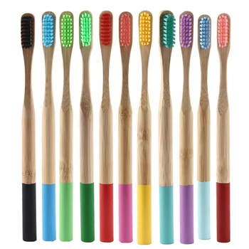 

Rainbow Tooth Brush Multi-color Natural Bamboo Toothbrush With Round Bamboo Handle Soft Bristle Eco-friendly Adult Toothbrush