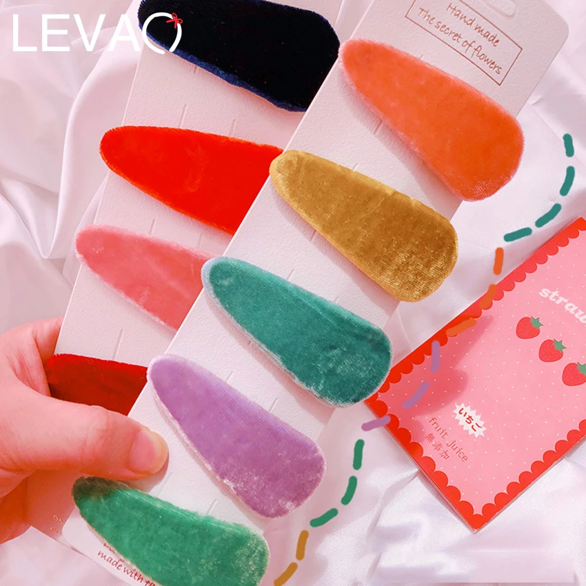

Levao Colorful Velvet Barrettes for Girls Drop Shape Head Side Clips Hairpins Candy Color BB Hair Clip Hairgrip Hair Accessories