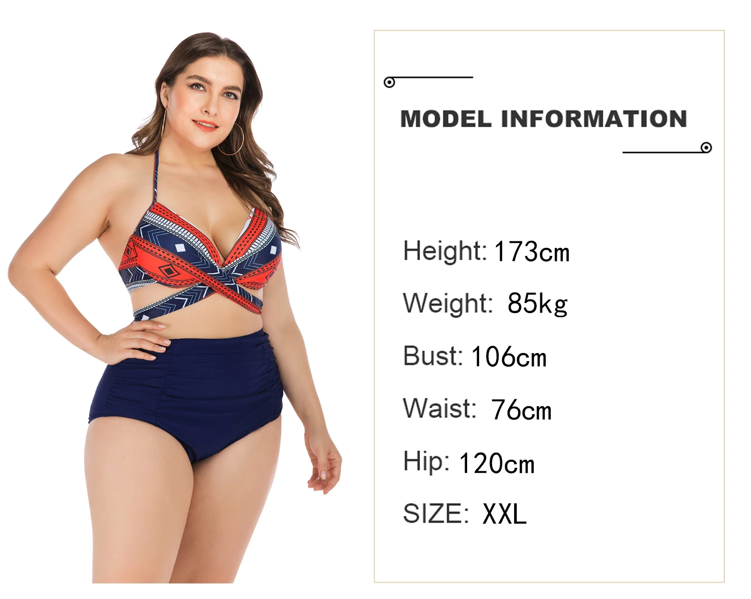 Женский купальник большого размера, комплект с бюстгальтером, женский сексуальный купальник с высокой талией, разноцветный купальник с принтом, L-4XL