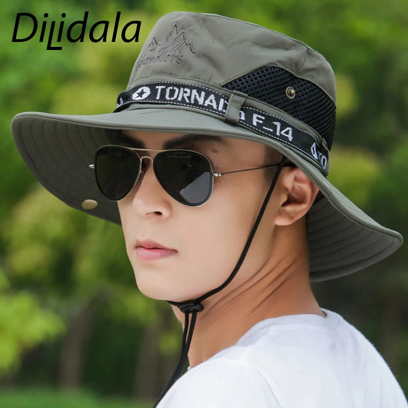 

Dilidala Men's Sun Protection Outdoor Fisherman Hat For Unisex UV Protection Breathable Mountaineering Hat Sunscreen Sun Hat