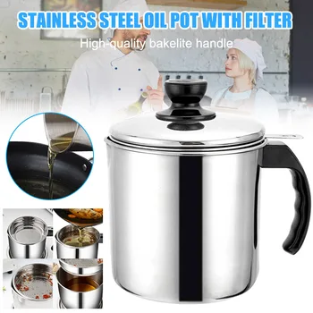 

Kitchen Tool Stainless Steel Oil Filter Strainer Colander Fry Oil Can Pot for Home BV789