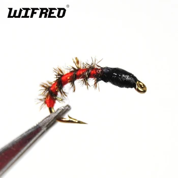 

Wifreo 8PCS 14# Red Bule Midge Fly Pupa Larva Nymph Fishing Flies 2 Color Choice