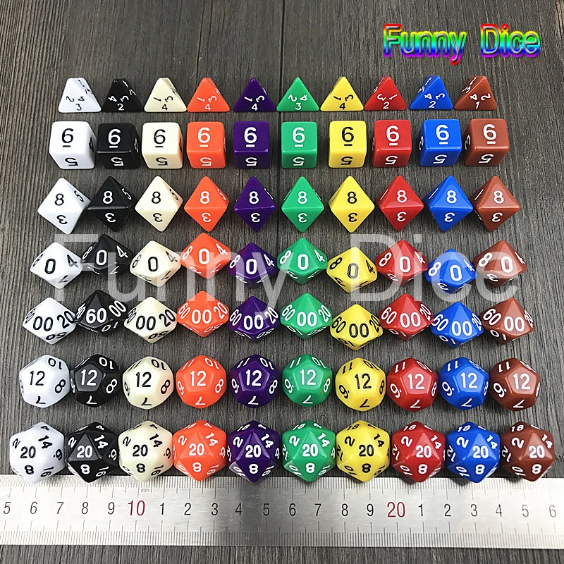 7pc/set Multi Sided Dice Without Opaque Effect D4 D6 D8 D10 D12 D20 Playing Games Set for Home Gambling Board Game|Кубики| |