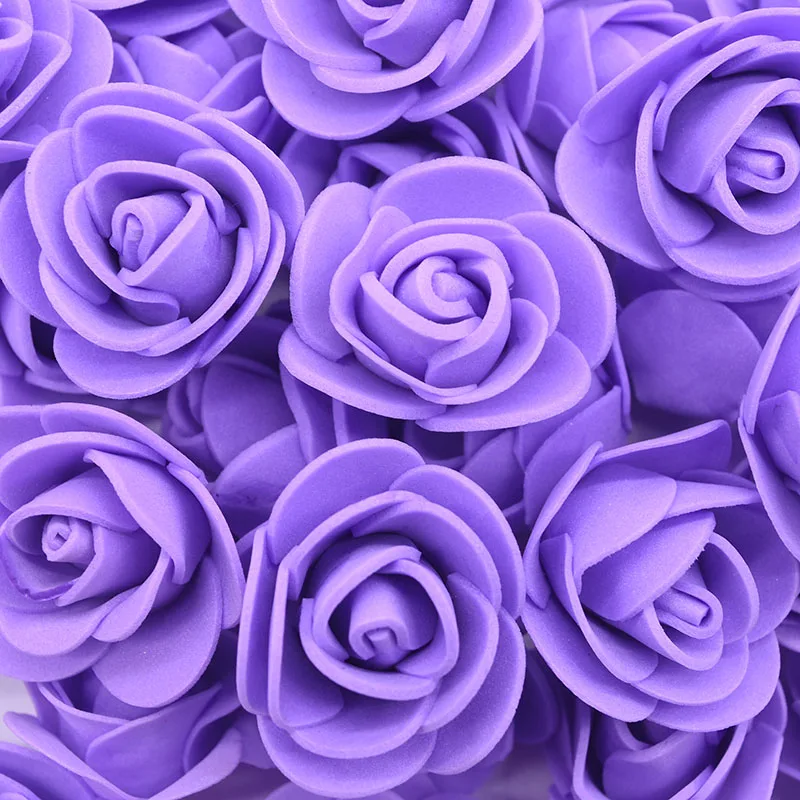 50 шт./лот 3 см мини ПЭ Пена Розы Искусственные головки цветов для дома декоративные цветы венки Свадебная вечеринка творчество, рукоделие, Декор - Цвет: purple