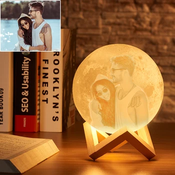 

Photo/text customization LED night light 3D printing moonlight color changing light touch moonlight children night light home