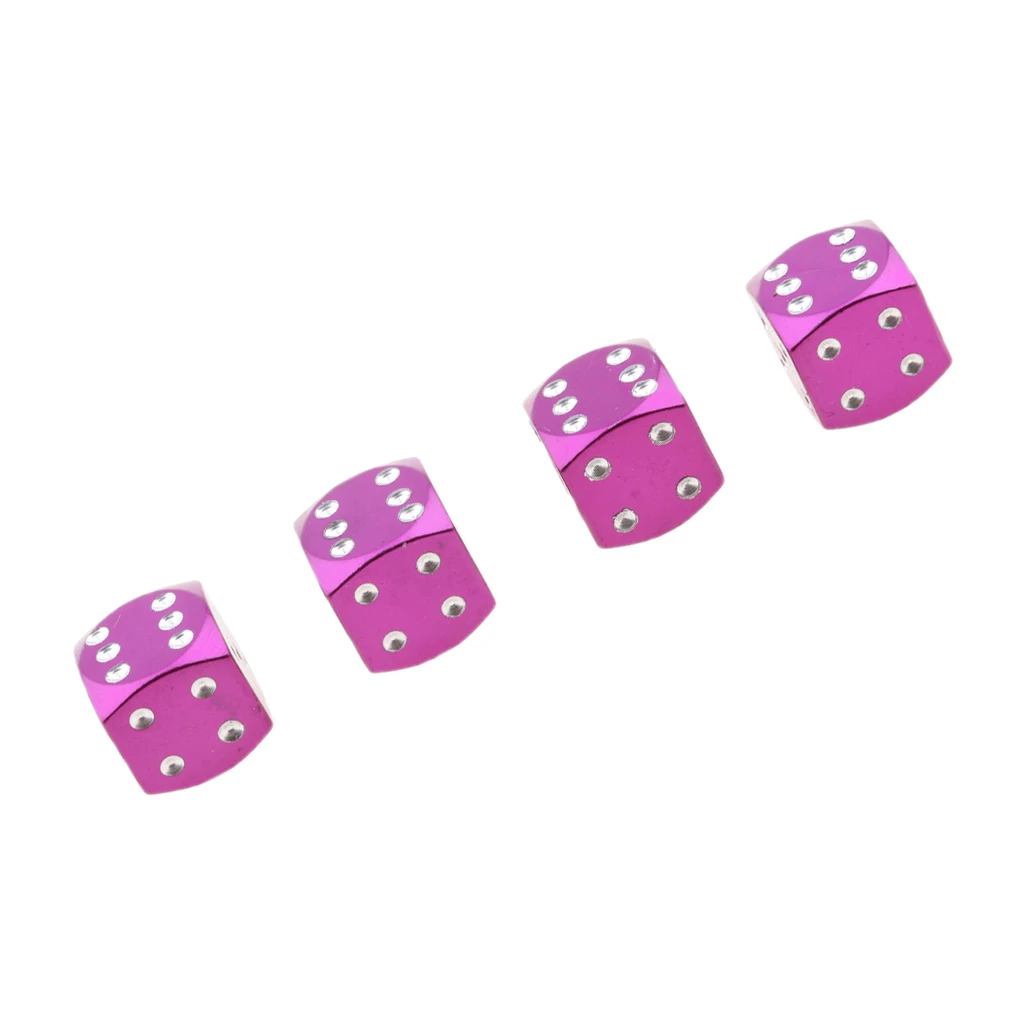 4Pcs Purple Dice Tire/Wheel Stem Air Valve Caps Covers Set Motorcycle ATV