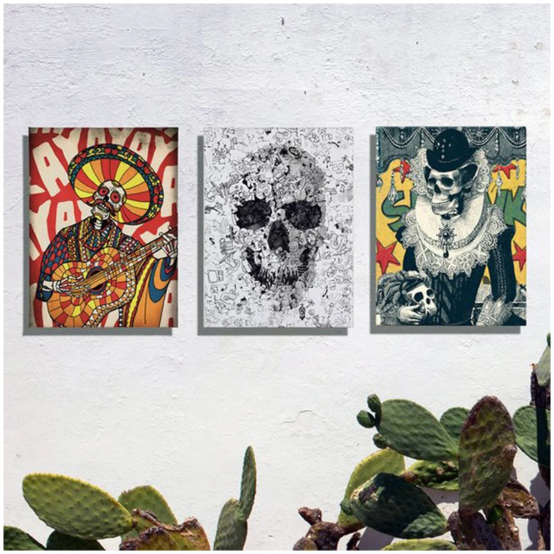 Diy Diamond Painting Cross Stitch Kit 3Pcs Vintage Sugar Funny Skull Gothic 5D full Embroidery Wedding DecorationZP-2706 | Дом и сад