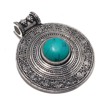 

Genuine Turquoise Pendant Silver Overlay over Copper , Hand made Women Jewelry Gift, P8897