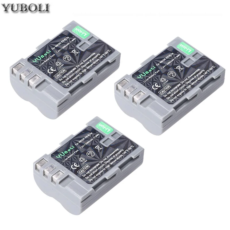3battery Высокое качество EN-EL3e RU EL3e 7,4 V 2400 мА/ч, Камера батареи для Nikon ENEL3E RU EL3E D30 D50 D70 D90 D70S D300 - Цвет: 3battery