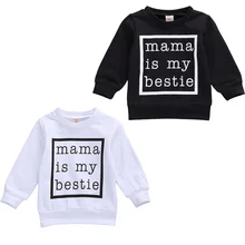 Sweatshirt Long-Sleeve Baby-Boy-Girl Newborn Black Spring White Letter 0-24M Tops Autumn