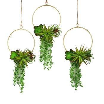 

Artificial Wreath Set of 3,Metal Hoop Wreath for Wedding Decor Flower Garland Wall Hanging Home Garden Lawn