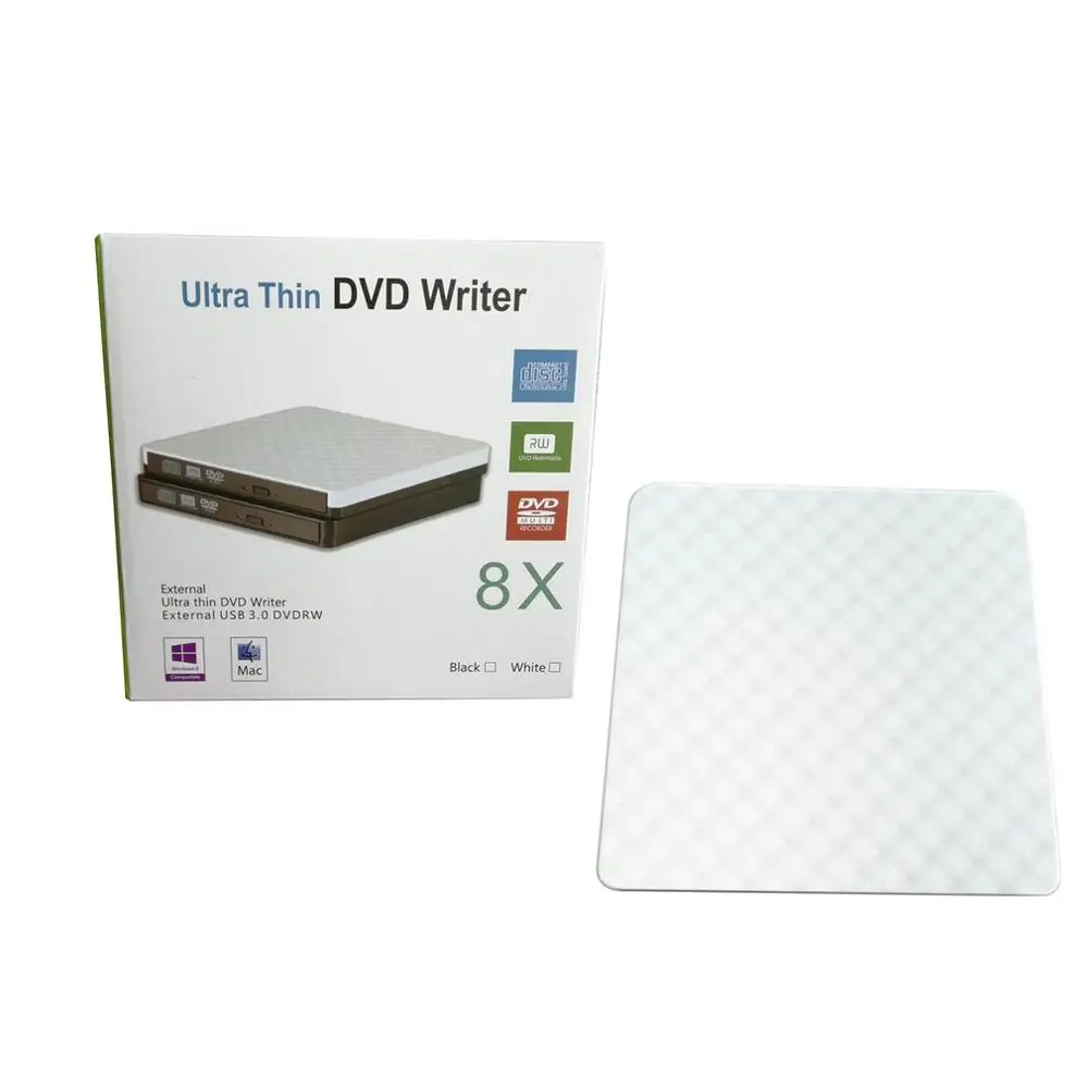 Usb3.0 Dvd-Rom Burner Embossed 3D Diamond Pattern External Dvd Burner Optical Drive Box Desktop Com