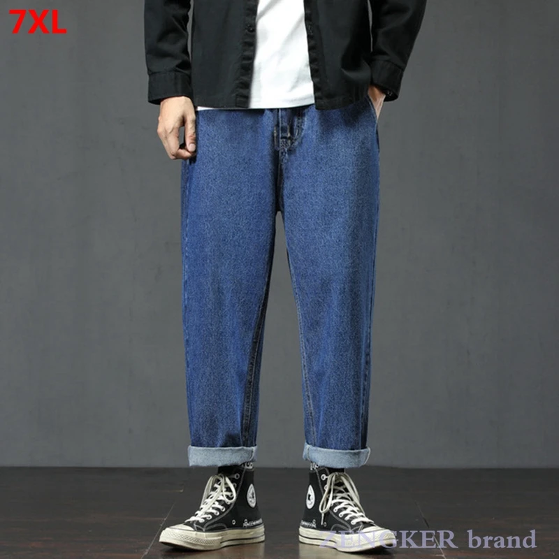 Pantalones vaqueros anchos de pierna para hombre, pantalón de camal ancho, pierna ancha, color negro, 7XL, 6XL, otoño|Pantalones vaqueros| - AliExpress