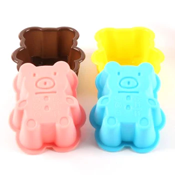 

4pcs Cute Bear Silicone Cookies Molde Cake Mold Soap Jelly Muffin Cup Kitchen Dining Bar Supplies Bakeware Tools