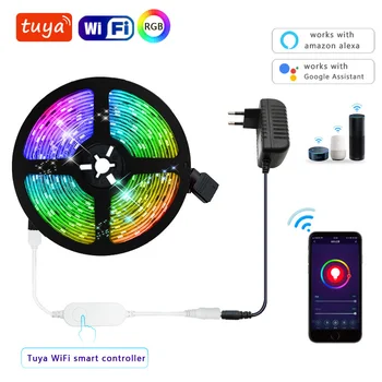 

Smart WIFI LED Strip Light Work with Alexa Google Assistant Voice Control RGB 2835 Lights Strip 12V 5050 60LED Christmas lights