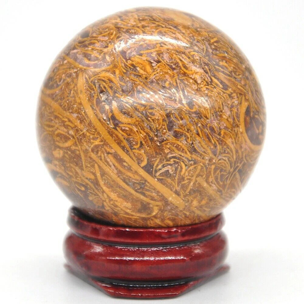 40mm Fossil Elephant Skin Jasper Quartz Crystal Shpere Healing Reiki Gemstone Massage Ball Trinket Natural Stone Decoration