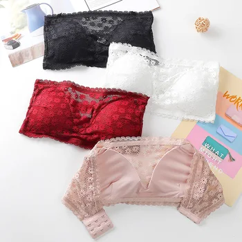 

Linbaiway Lace Bras for Women Strapless Underwear Bralette Transparent Crop Tube Tops Female Push Up Intimates Mujer Brassiere