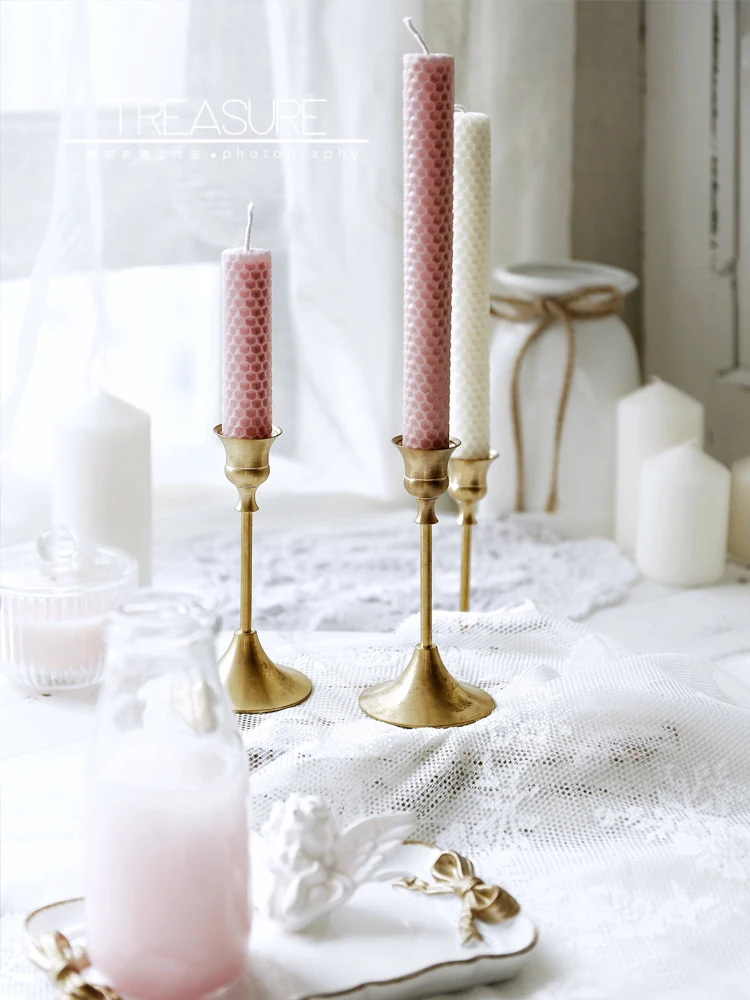 Pure copper candle holder golden candlestick decoration simple European style | Дом и сад