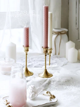 

Pure copper candle holder golden candlestick decoration simple European style