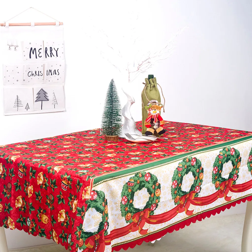 

1pcs 180x150cm Christmas Antifouling Table cloth Dinner Party New Year Printed Rectangle Tablecloth Xmas Table Cover Decor F92