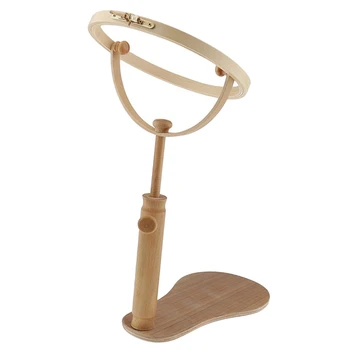

Wooden Embroidery Hoop Stand Adjustable Cross Stitch Frame Ring Sewing Tools