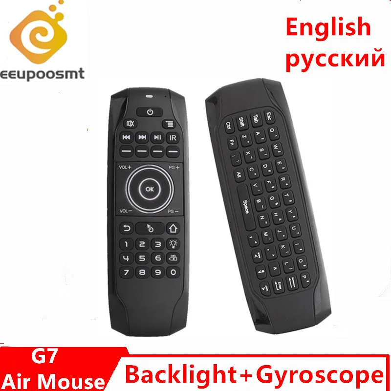 G7, английская, русская, с подсветкой, Fly Air mouse, гироскоп, ИК-обучение, Беспроводная мини-клавиатура, 2,4G, пульт дистанционного управления для Android tv BOX