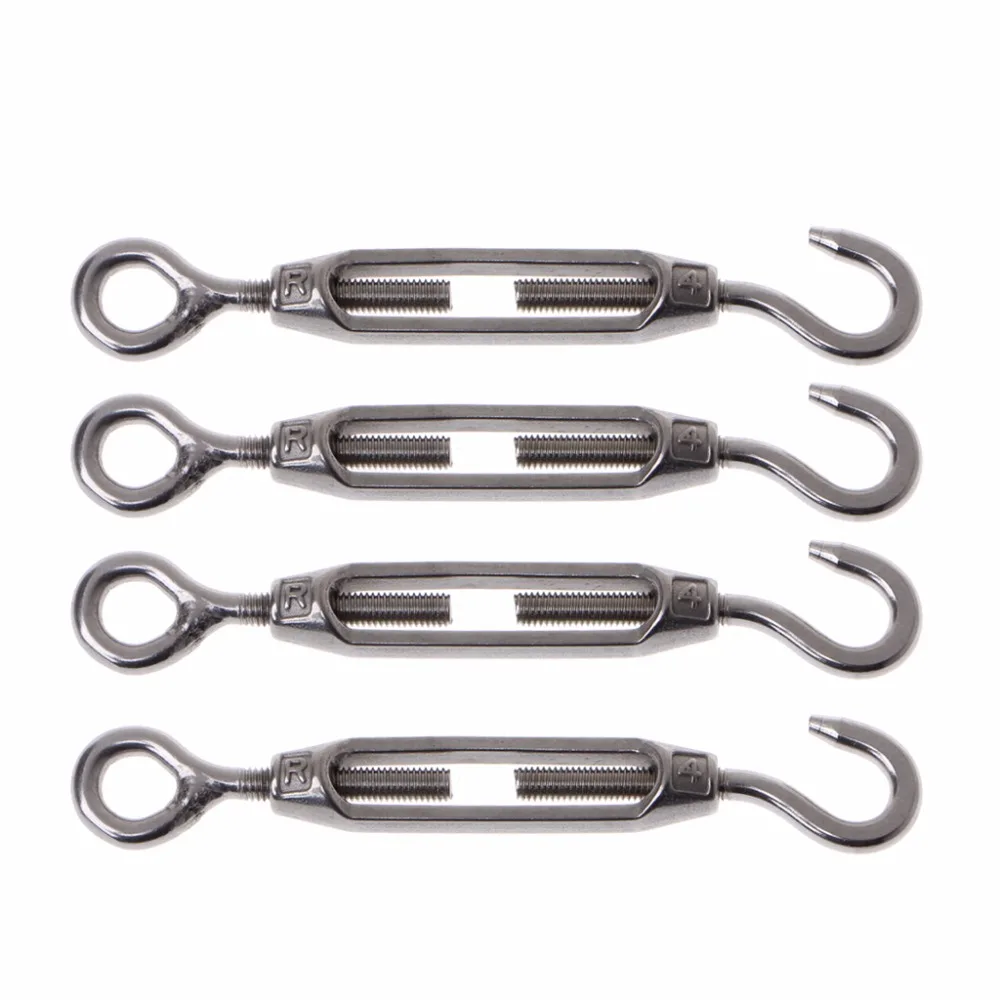 4PCS 304 Stainless Steel M4 Hook& Eye Turnbuckle Light Duty Wire Rope Tension