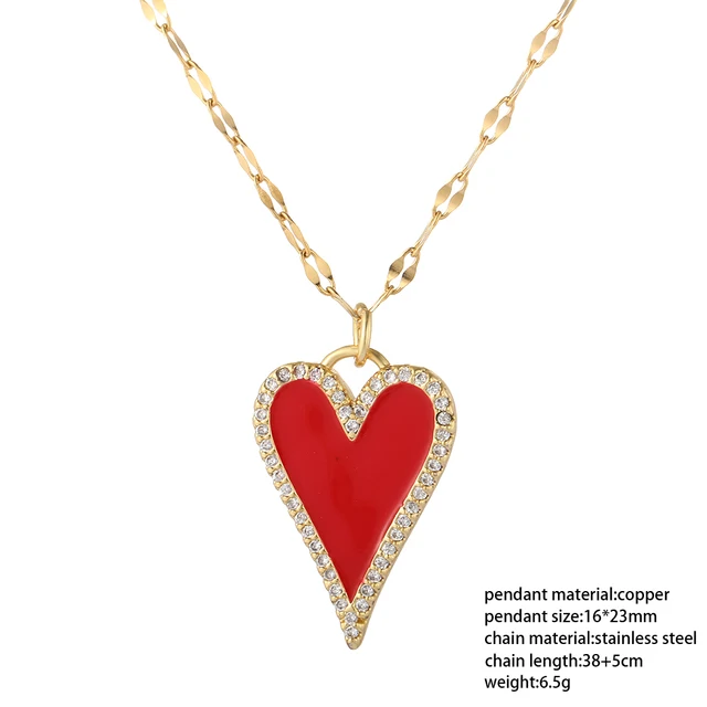 Red Heart Love Pendant Necklace for Women Choker Long Chains Neck Lace Gold Collar Lovers Gift Boho Party Fashion Jewelry 2021 NK005G3