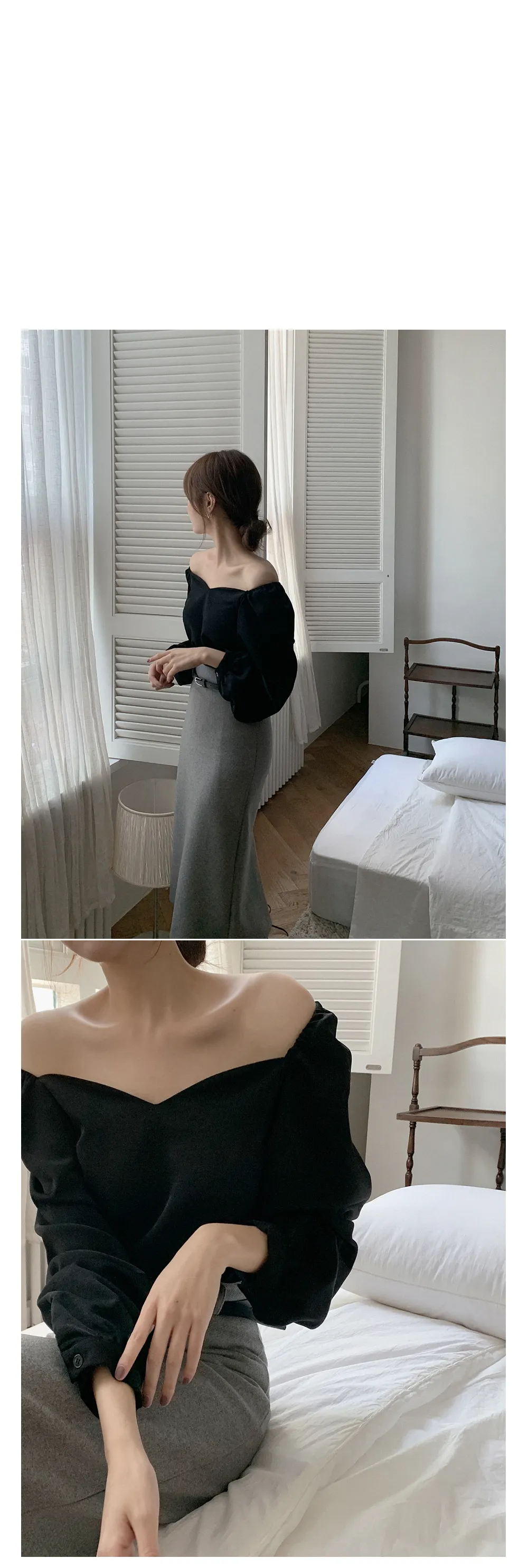 blusa feminina vintage estilo camisa preta de manga comprida com pétalas gola sexy para blusa feminina elegante