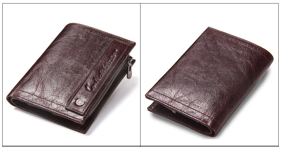 Contact's New Genuine Leather Men's Wallet Short Coin Zipper Pocket Card Holder Male Walet Slim Man's Purse Small Portemonnee