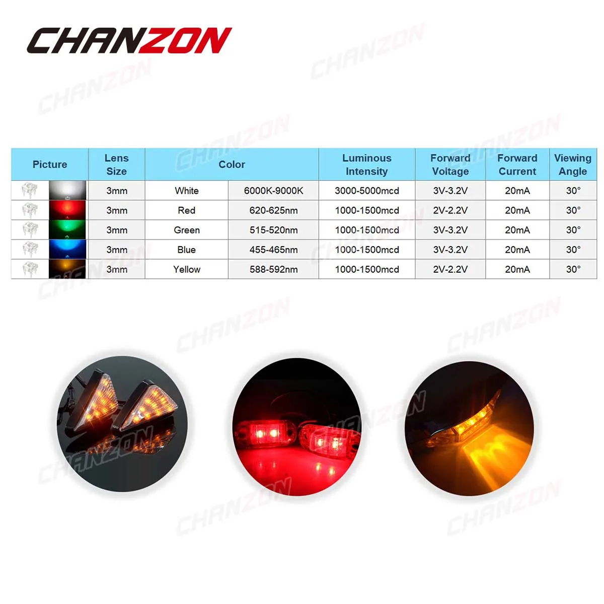 100 Stücke 3mm Superhelle Lichter Led-diode Piranha Super Flux F3 Runde Weiß Rot Grün Blau Gelb DIP DIY Emitting PCB Lampe – Detail 3