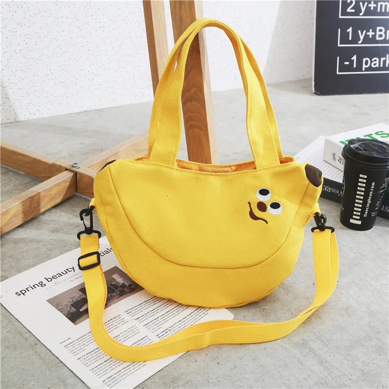 

Children Canvas Bag 2020 Korean-style Versatile Fashion And Personality Cute GIRL'S Banana Apple Shoulder Bag/ Hand Bag WOMEN'S