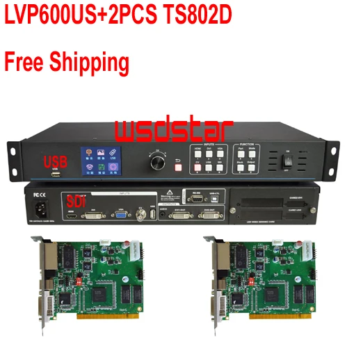LVP600US+ 2 шт. TS802D USB(поддержка JPG mp4) и SDI светодиодный видеопроцессор вход USB/SDI/HDMI/DVI/VGA/CVBS 1920*1200