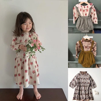 

2019 CBC Brand New Autumn Winter Kids Dresses Girls Print Flower Long Sleeve Princess Dress Baby Child Cotton Princess Clothes