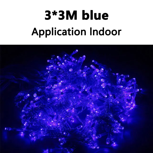 3X3 Blue Рождественская гирлянда, сосулька, 6 м x 3M, 600 лампочек, СВЕТОДИОДНЫЙ занавес, гирлянда, украшения, свадебные, сказочные огни, праздничная вечеринка, декор для сада - Испускаемый цвет: 3X3 Blue