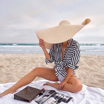 

Sun Shade Summer New Fashion Simple Light Board Paper Straw Big Eaves Straw Hat Ladies Outdoor Travel Sun Protection Straw Hats