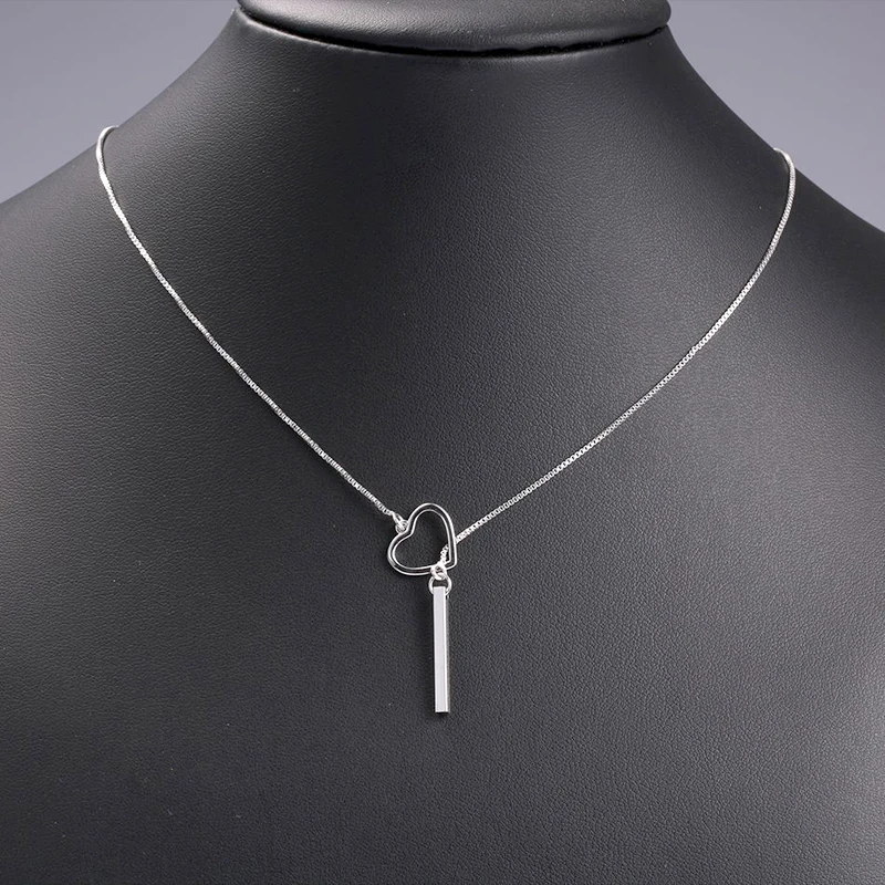 Горячая Распродажа, модное 925 пробы Серебряное длинное ожерелье в виде ключицы, круглые& Love& ожерелья с треугольными подвесками для женщин, ювелирные изделия - Окраска металла: PS-20045