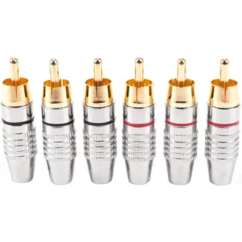 

RCA Male Plug Adapter, Audio Phono Gold Plated Solder Connector,Hi End - 6-Pack,silver