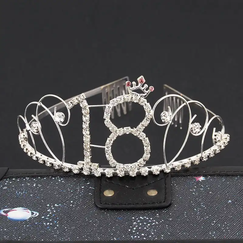 День рождения, день рождения, вечеринка, украшения, принадлежности для девочек, 18 лет, день рождения, тиара, Корона диадема со стразами для по...
