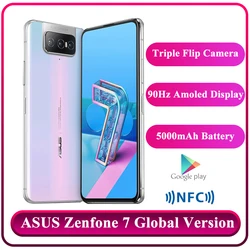 Оригинальный Смартфон ASUS Zenfone 7, 8 RAM, 128 ROM, Snapdragon 865, 5000 мАч, NFC, Android Q, тройная откидная камера, глобальная версия 5G телефона